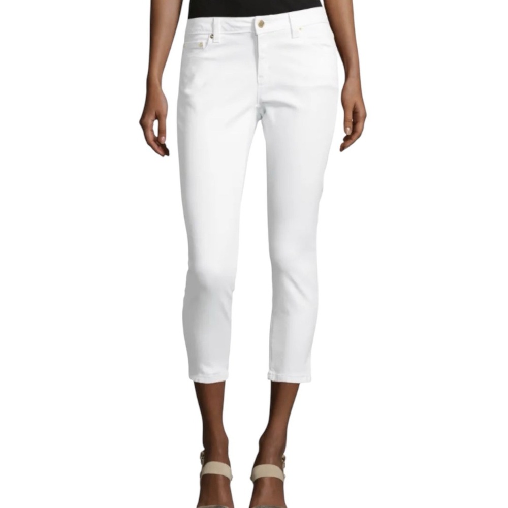 Michael Kors Izzy Cropped Skinny Jeans Mid-Rise White Size 10 NWT